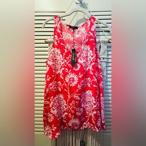 NWT LAUREN GOLD 100% Silk Red Top